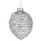 Glittered Half Pine Cone Glass Christmas Ornament - 4" - Silver